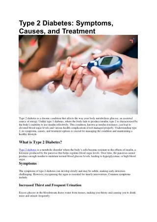 type 2 diabetes symptoms causes and treatment