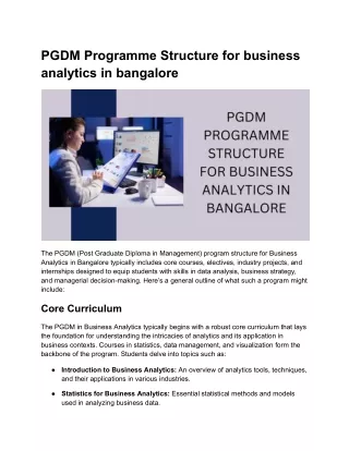 PGDM Programme Structure for business analytics in bangalore