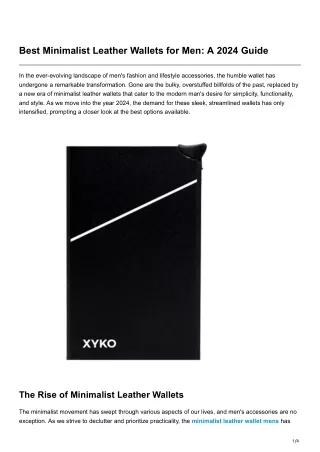 Best Minimalist Leather Wallets for Men A 2024 Guide