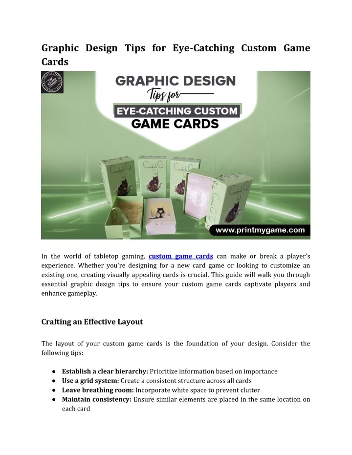 graphic design tips for eye catching custom game