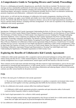 Exploring the Advantages of Collaborative Kid Custody Agreements