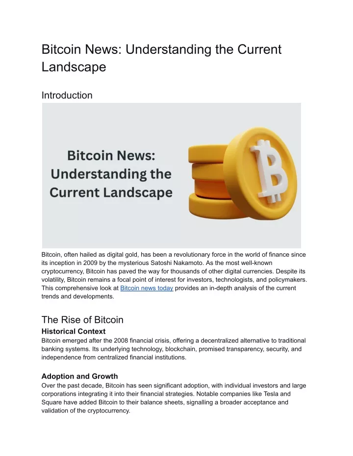 bitcoin news understanding the current landscape