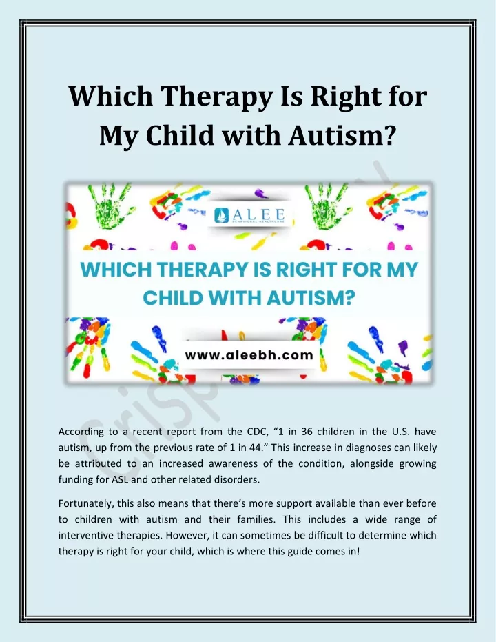 which therapy is right for my child with autism