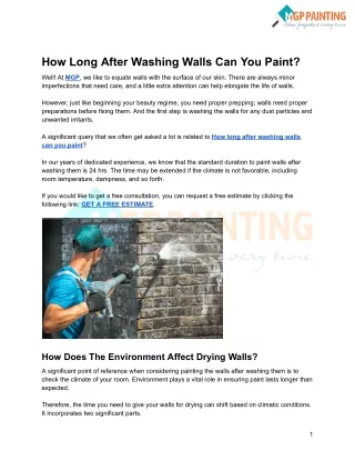 how long after washing walls can you paint