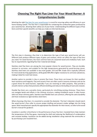 Choosing The Right Flue Liner For Your Wood Burner A Comprehensive Guide