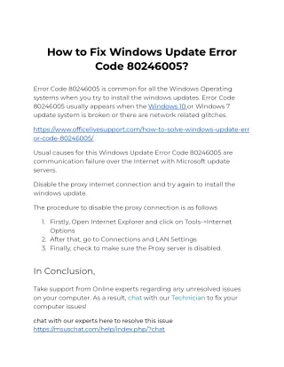 How to Fix Windows Update Error Code 80246005?