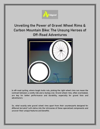 Unveiling the Power of Gravel Wheel Rims & Carbon Mountain Bike: The Unsung Hero