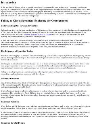 Failing to Provide a Specimen: Legal Ramifications