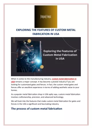 EXPLORING THE FEATURES OF CUSTOM METAL FABRICATION IN USA