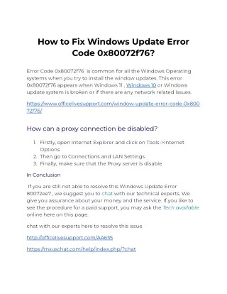 How to Fix Windows Update Error Code 0x80072f76?