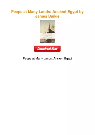 Peeps at Many Lands: Ancient Egypt by James Baikie