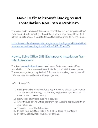 How to fix Microsoft Background Installation Ran into a Problem