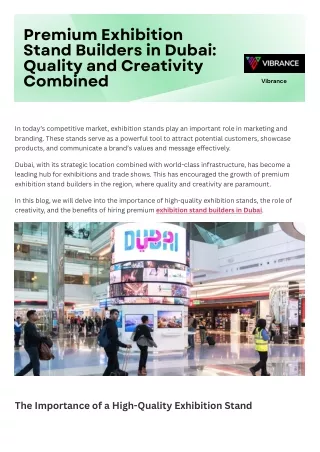 Premium Exhibition Stand Builders in Dubai Quality and Creativity Combined