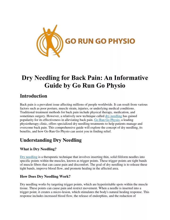 dry needling for back pain an informative guide