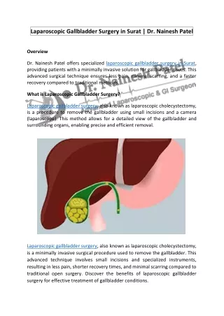 Laparoscopic Gallbladder Surgery in Surat