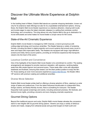 Discover the Ultimate Movie Experience at Dolphin Mall