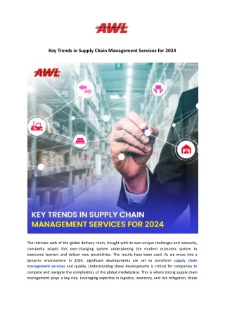 Key Trends in Supply Chain Management Services for 2024 - AWL India