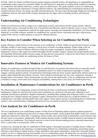 Selecting Air Conditioning Solutions in Perth