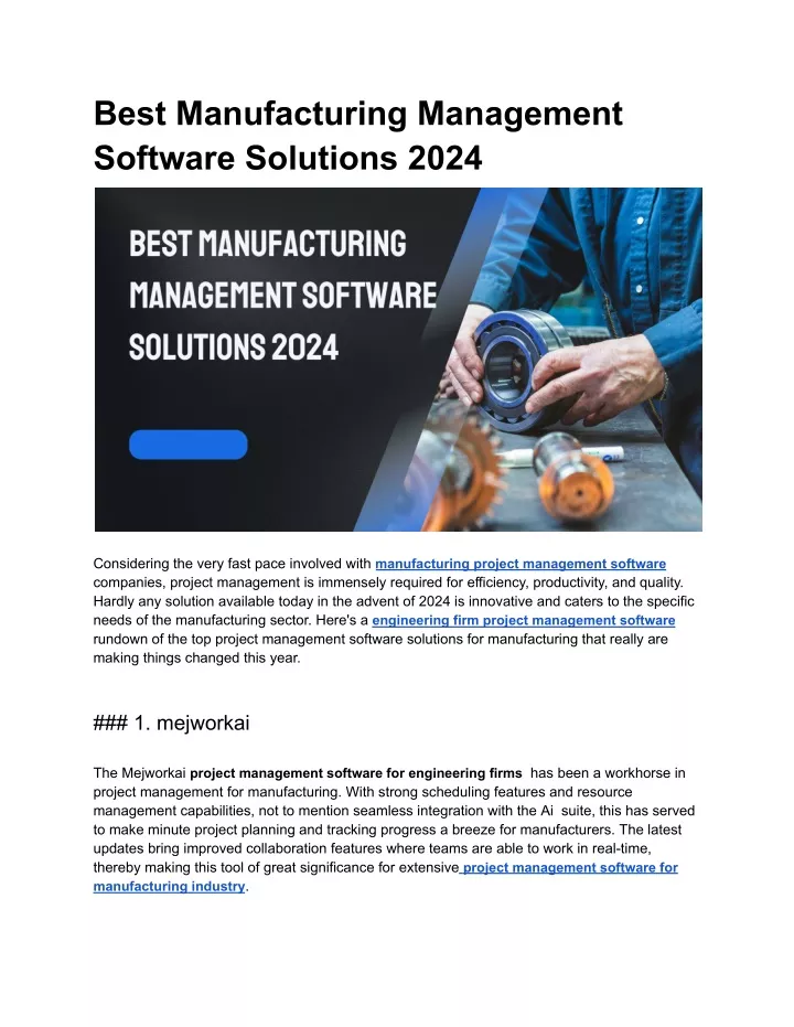 best manufacturing management software solutions