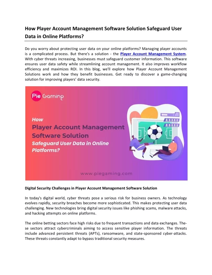 how player account management software solution