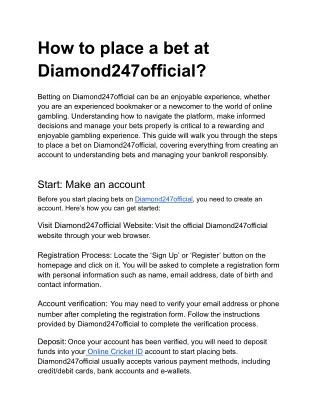 How to place a bet at Diamond247official