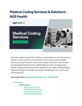 Medical Coding Services & Solutions - AGS Health