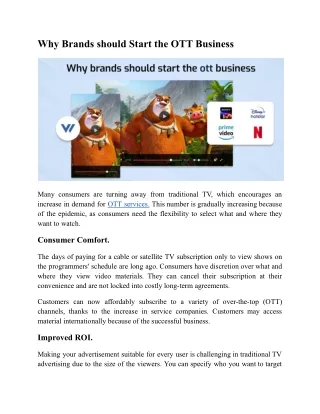 Why Brands should Start the OTT Business