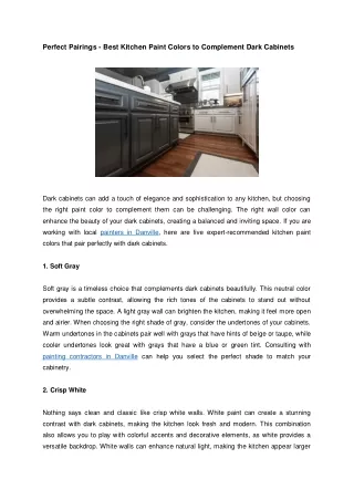 Perfect Pairings - Best Kitchen Paint Colors to Complement Dark Cabinets