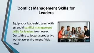 Conflict Management Skills for Leaders