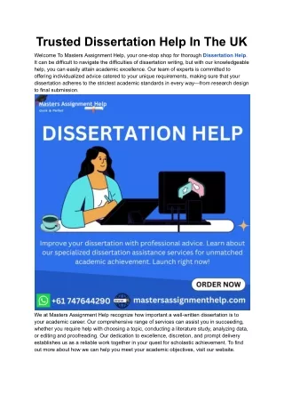 Trusted Dissertation Help In The UK