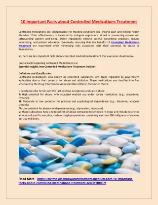 10 Important Facts about Controlled Medications Treatment (1)