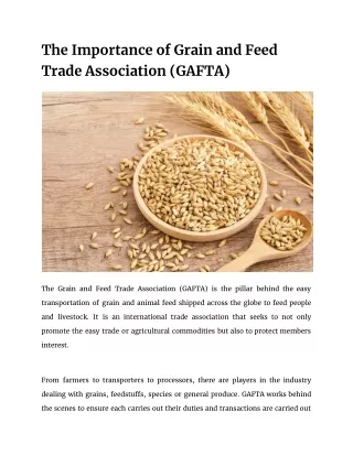 Roman Zenon Dawidowicz - Importance of Grain and Feed Trade Association (GAFTA)