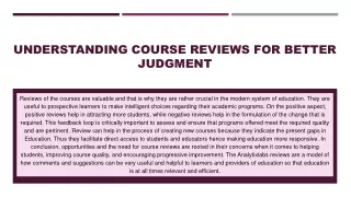 understanding course reviews for better judgment