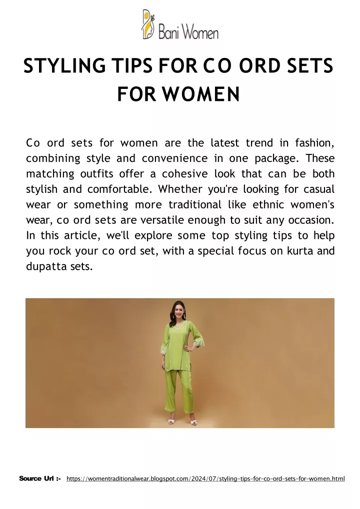 styling tips for co ord sets for women