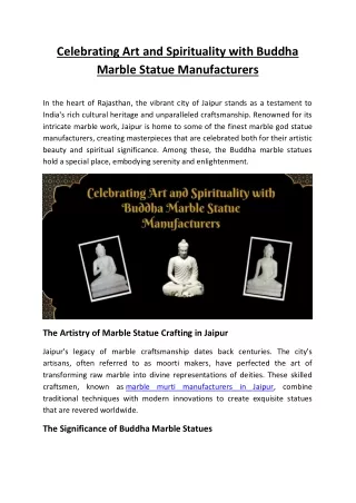 Celebrating Art and Spirituality with Buddha Marble Statue Manufacturers