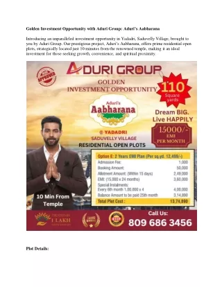 EMI plots in Hyderabad, Aduri Group