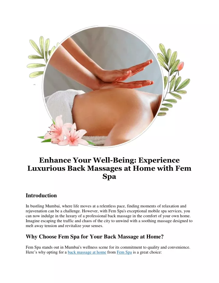 enhance your well being experience luxurious back