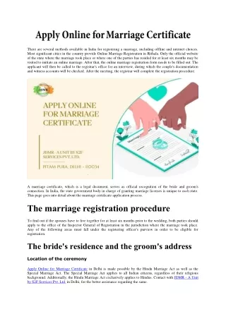 Apply Online for Marriage Certificate - JDMR