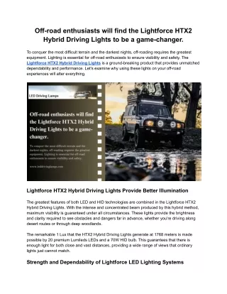 Off-road enthusiasts will find the Lightforce HTX2 Hybrid Driving Lights to be a game-changer