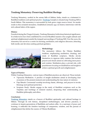 tendong monastery preserving buddhist heritage