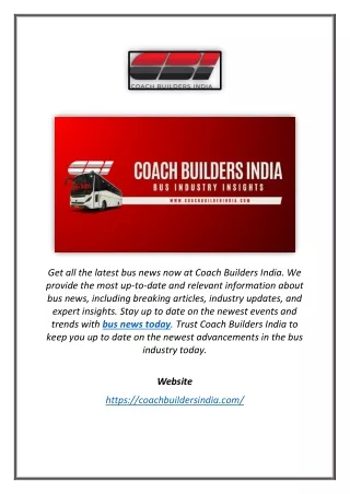 Bus News Today | Coach Builders India - Your Source for Daily Updates