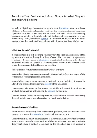 transform your business with smart contracts what