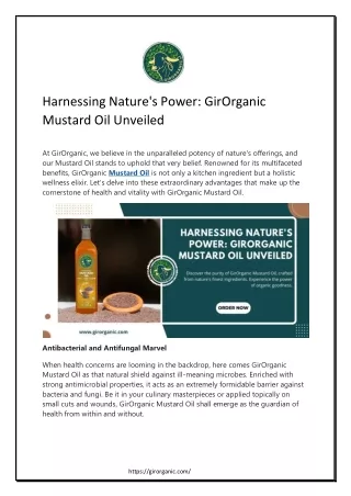 Harnessing Nature's Power- GirOrganic Mustard Oil Unveiled