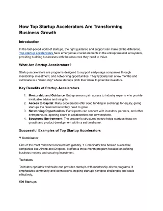 How Top Startup Accelerators Are Transforming Business Growth