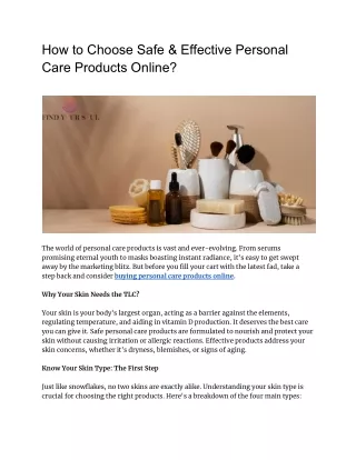 How to Choose Safe & Effective Personal Care Products Online?