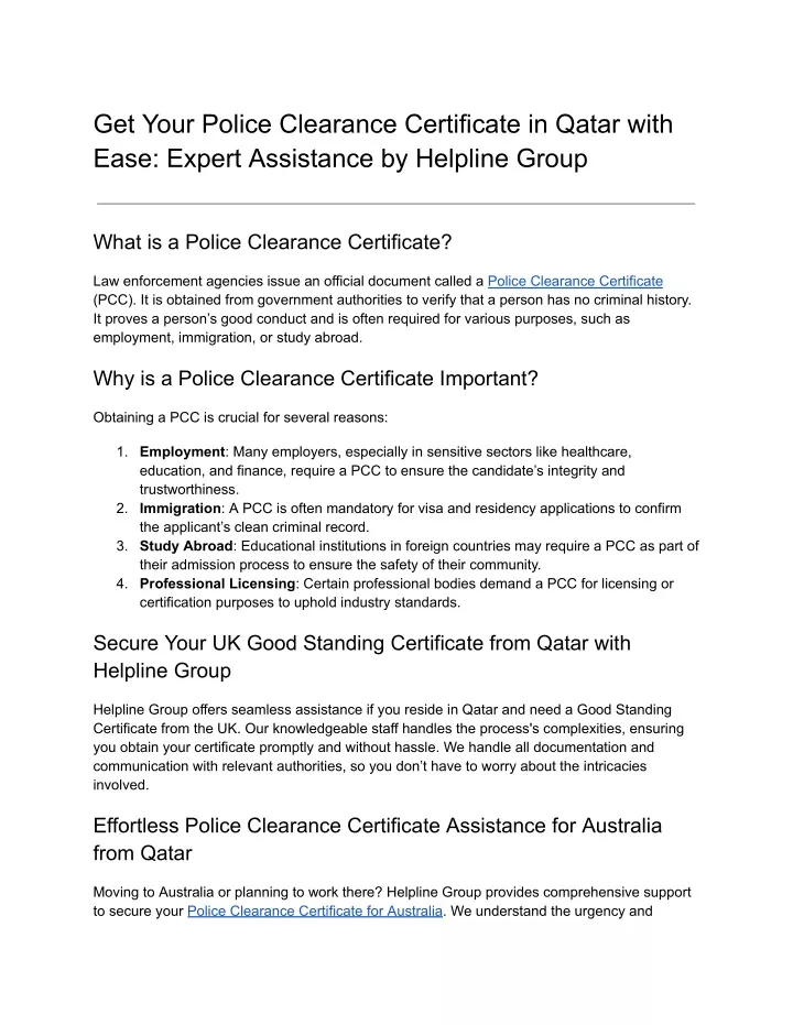 get your police clearance certificate in qatar