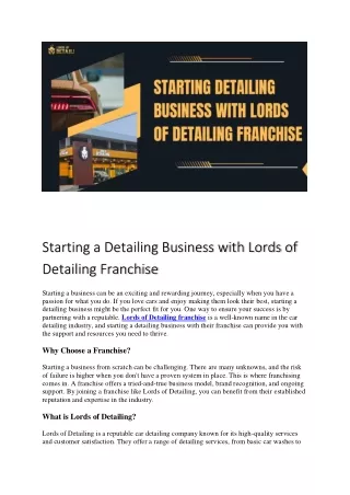 starting a detailing business with lords