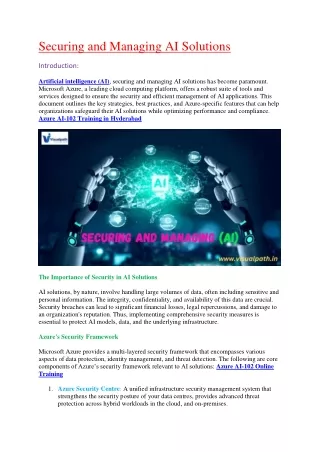 securing and managing ai solutions