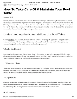 Maintain Your Pool Table_ 10 Simple Steps For Extend Pool Table Life