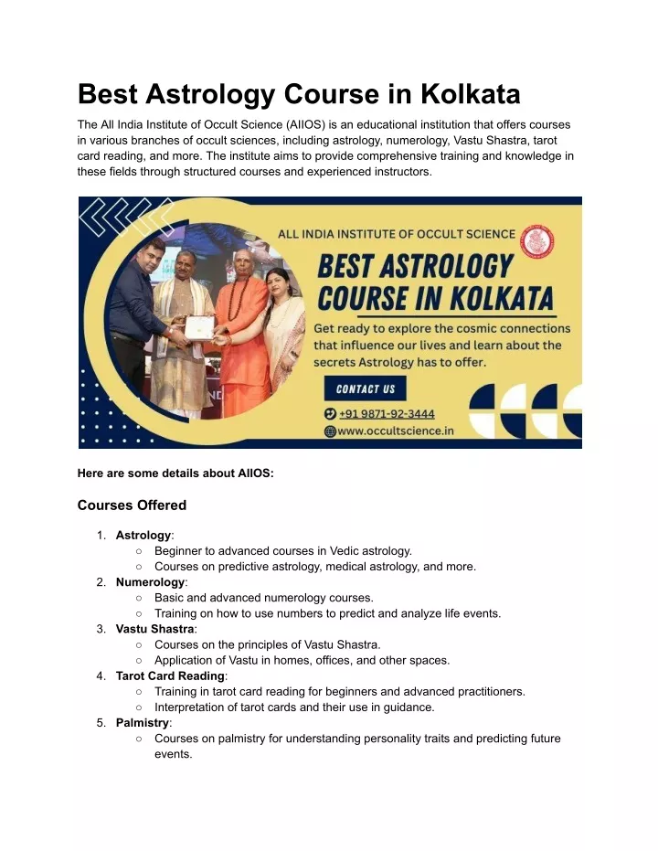 best astrology course in kolkata